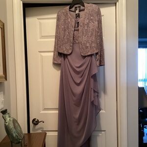 Alex Evenings 2 PC Dress Women's size 12 Mauve Sparkle Mother of Bride Wedding